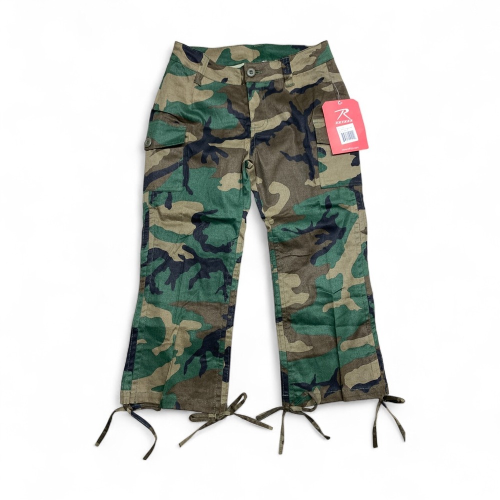 Rothco Capri Pants Women's 5/6 Camo Cargo Y2K Woodland Camouflage NWT